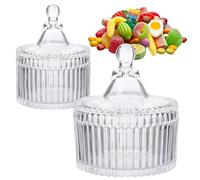 Bakiauli 2 Piezas Tarro de Vidrio con Tapa, Tarro Pequeño de Caramelo Botes Almacenaje Transparente para Boda Fiesta Mesa Dulce Buffet (100ml+300ml)