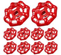 Balacoo 10 Manijas de Rueda de Fundición de Hierro Rojo Base Plana para Válvulas, Diseño Ergonómico Flujo de Líquido sin Obstrucciones, Paquete de 10 Unidades