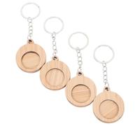 Balacoo Set de 4 Llaveros de Bambú Multifuncionales Diseño de Anilla para Llaves, Ideales para Manualidades y Uso en Casa, Hechos de Madera Natural
