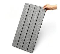 Baldosas de composite para exteriores, baldosas entrelazadas para terrazas | Sistema de encaje a presión, fácil instalación, diseño ignífugo, suelo drenante recortable(E,5pcs)