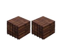 Baldosas de tarima exterior 30x30 cm - 22 piezas de madera de acacia con patrón entrelazado, suelo modular para patio y piscina - marrón