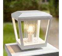 Baliza Lucande Dunia, blanca, metal, 24 cm, E27, IP54