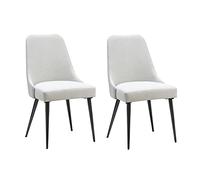 Ball & Cast Juego de 2 sillas de Comedor tapizadas, sillas de Cocina Modernas con Estructura de Metal, cómoda Silla Lateral Acolchada de Lino, Marfil