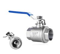 Ball Valve 1 Uds. Válvula de bola de puerto completo SS304 2P de acero inoxidable BSP hembra 1/4 3/8 3/4 1 pulgada válvulas de rosca con mango de vinilo interruptor de agua DN8-50(0.5 Inch)
