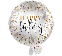 balloa Globo de papel de aluminio Happy Birthday, globo redondo de helio como regalo de cumpleaños, elegante decoración de fiesta para adultos, globo de aluminio para llenar con aire o helio para