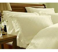 Balmoral Bordado par de Almohadas percal de Lujo Funda de Almohada Ropa de Cama, Crema, 75 x 50 x 0.5 cm