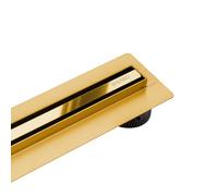 BALNEO Canal de Ducha, Canal de Desagüe 60cm Desagüe de Suelo con Espejo Dorado de Acero Inoxidable, Panel Estrecho de 14mm, Juego Completo, Bajo 57mm, Desagüe de Ducha Proline Delgado y Bajo