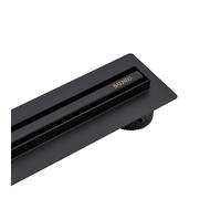 BALNEO Canal de Ducha, Canal de Desagüe 60cm Desagüe de Suelo Negro de Acero Inoxidable, Panel Estrecho de 14mm, Juego Completo, Bajo 57mm, Desagüe de Ducha Proline Delgado y Bajo