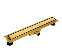 BALNEO Canal de Ducha, Canal de desagüe 80 Gold Desagüe de Suelo de Acero Inoxidable, bajo 52mm, Juego Completo, desagüe de Ducha por Ambos Lados con Panel o Placa Inferior, Duplex Next 2 en 1