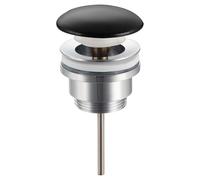 Balneo Tapón de Lavabo Click Clack Universal 66 mm - Válvula de Desagüe Pop Up con Juntas de Silicona - Cerámica Negra Brillante para Baño - Práctico y Universal 40mm