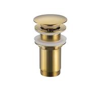 Balneo Tapón para Fregadero de Latón Universal - Válvula Pop-Up para Fregadero 66mm x G1 1/4 - Tapón para Fregadero Pop-Up - Tapón de Fregadero sin Rebosadero - 4 Juntas, Clic C - Dorado