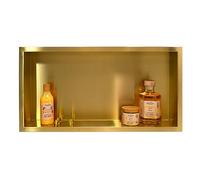 Balneo Wall-Box One Gold Nicho de Acero Inoxidable 60x30x7cm, Dorado, Nicho de Ducha de Pared, Impermeable, Instalación Flexible, para Utensilios de Baño, sin Azulejos
