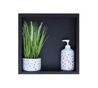Balneo Wall-Box One Nicho de Ducha de Pared de Acero Inoxidable Negro, Impermeable, Instalación Flexible, 30x30x7cm, para Utensilios de Baño