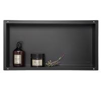 Balneo Wall-Box SIN Borde Nicho de Pared Nicho para Ducha Acero Inoxidable 60x30x7cm, Negro, Impermeable, Nicho para Utensilios de Baño, Wall-Box SIN Borde Negro, Debajo de los Azulejos