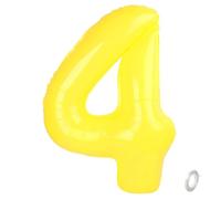 Balorise 40 Pulgadas Gigante Aluminio Globo Amarillo Número 4, Helio Soportado, Foil Numero 0-9, 10-100 (101cm), Globos Decoración para la Fiesta de Cumpleaños, Boda, Aniversario