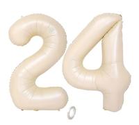 Balorise 40 Pulgadas Gigante Aluminio Globo Beige Número 24/42, Helio Soportado, Foil Numero 0-9, 10-100 (101cm), Globos Decoración para la Fiesta de Cumpleaños, Boda, Aniversario
