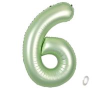 Balorise 40 Pulgadas Gigante Aluminio Globo Verde Número 6, Helio Soportado, Foil Numero 0-9, 10-100 (101cm), Globos Decoración para la Fiesta de Cumpleaños, Boda, Aniversario
