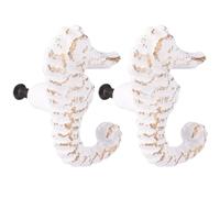 Baluue 2piezas Pomos Caballito de Mar de Hierro Fundido Tiradores para Mueble con Único Decoración Náutica para Armarios y Cómodas Estilo Mediterráneo Blanco