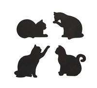 Balvi Posavasos Cat Color Negro Set de 4 En Forma de Gatos Incluyen imanes para poderlos Poner en la