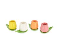 Balvi Set Tazas café Tulip Color Blanco/Amarillo/naraja/Rosa 4 Tazas con Forma de tulipán y 4 Platos