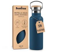 Bambaw Botella Acero Inoxidable 500ml, Botella Isotermica 500ml de Doble Pared, Ligera y Apta para Portavasos, Garrafa Agua Inox de Boca Ancha, Garrafa Reutilizable y Hermética (Azul Índigo)