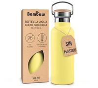 Bambaw Botella Acero Inoxidable 500ml, Botella Térmica para Bicicleta Apta para Portabidones, Cantimplora Gimnasio, Mantiene las Bebidas Frías 24h y Calientes 12h, Garrafa Agua Inox (Amarillo Girasol)
