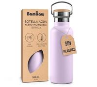 Bambaw Botella Agua Acero Inoxidable 500ml, Cantimplora Acero Inoxidable de Doble Pared, Botella Térmica para Bicicleta, Trabajo, Escuela o Gimnasio, Garrafa Reutilizable y Elegante (Lila Lavanda)