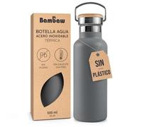 Bambaw Botella Agua Termica 500 ml, Botella de Agua Acero Inoxidable, Garrafa Reutilizable con Bocha Ancha Fácil de Limpiar, Garrafa Termica 500ml, Ideal para Viajar (Gris Antracita)