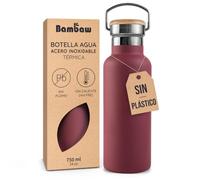 Bambaw Botella Isotermica 750ml, Botella Agua Acero Inoxidable 750ml Elegante, Cantimplora Termica para Bebidas Calientes y Frías, Garrafa Isotermica con Asa Fácil de Transportar (Rojo Cereza)