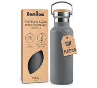 Bambaw Botella Termica 750ml, Botella de Agua Acero Inoxidable para Trabajo, Escuela o Gimnasio, Cantimplora Acero Inoxidable Isotérmica de Doble Pared, Garrafa Agua Inox con Asa (Gris Antracita)