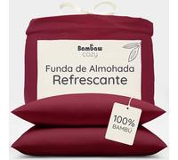 Bambaw Funda Almohada 80x80 cm Bambu, Pack de 2, Sábanas Refrigerantes Anticalor, Sabanas Verano Termorreguladoras, Sabanas Bambu Sostenible y Suave, Funda Antiacaros Almohada 80x80cm (Borgoña)