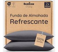 Bambaw Fundas de Almohada 75x50 cm Bambú, Pack de 2, Sabana Frio Verano, Sábanas Antiácaros, Sabanas Efecto Frio, Termicas y Antiarrugas, Fundas Almohadas Bambu 50x75 cm (Antracita)
