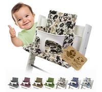 BambiniWelt - Cojín de asiento para trona Stokke Tripp Trapp, en 20 colores, asiento de 2 piezas, funda de repuesto beige Beige Braune Tiere