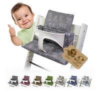 BambiniWelt - Cojín de asiento para trona Stokke Tripp Trapp, en 20 colores, asiento de 2 piezas, funda de repuesto Hellgrau W. Figuren