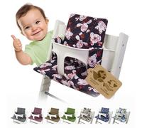 BambiniWelt - Cojín de asiento para trona Stokke Tripp Trapp, en 20 colores, asiento de 2 piezas, funda de repuesto Marine Rot/Blaue Teddys