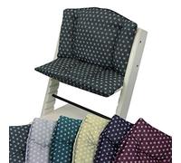 BambiniWelt - Juego de cojines de asiento para trona Stokke Tripp Trapp, 2 piezas, cojín de asiento, funda de cojín de repuesto, estrellas (gris oscuro)