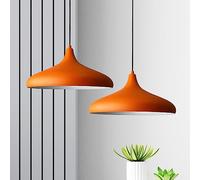 bamyum 2 Luces Champion Lámpara de Cocina, Lámpara Techo Colgante Vintage, Lámpara de Techo con Pantallas de 35 cm y Lámpara de Isla de Cocina de Metal de Lámparas de Techo Naranja