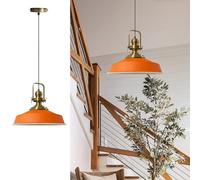 bamyum Asletl Antiguo Lampara Techo Colgante Metal 40 cm, Lamparas Cocina, Lampara Techo Dormitorio E27, Comedo, Salon, Lamparas Mesa Comedor para Niños y Adultas, Lámpara Colgante de Cocina Naranja