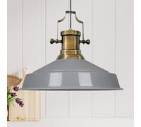 bamyum Asletl Lámpara Colgante Industrial, Pantallas de Lámpara de 40 cm, Lámpara Moderna de Metal para Isla de Cocina, Lámpara Colgante E27 para Salón y Comedor, Lámpara Colgante Gris