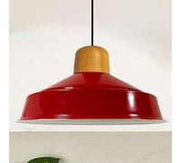 bamyum Asletl Lámpara de Techo de Madera Industrial, Pantalla de 41 cm, Lámpara de Techo de Metal e Isla de Cocina, Lámpara Colgante de Mesa de Comedor, E27, Sala de Estar, Rojo Lámpara Colgante