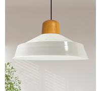 bamyum Asletl Lámpara de Techo de Madera Industrial, Pantalla de 41 cm, Lámpara de Techo de Metal e Isla de Cocina, Lámpara Colgante de Mesa de Comedor, E27, Sala de Estar, Blanco Lámpara Colgante