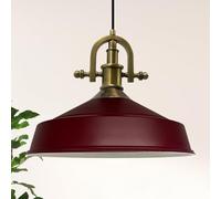 bamyum Asletl-Marina Lámpara Colgante Industrial, Pantallas de Lámpara de 40 cm, Lámpara Moderna de Metal para Isla de Cocina, Lámpara Colgante E27 para Salón y Comedor, Lámpara Colgante Burdeos