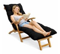 bananair - Cojín Tumbona Exterior para Silla de Jardín - Grueso, Súper Confortable y Acolchado - Fabricado en Francia - Colchoneta para Hamaca y Tumbona con Fijación Fácil (185x60x15 cm, Negro)