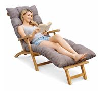 bananair - Cojín Tumbona Exterior para Silla de Jardín - Grueso, Súper Confortable y Acolchado - Fabricado en Francia - Colchoneta para Hamaca y Tumbona con Fijación Fácil (185x60x15 cm, Beige)