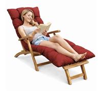 bananair - Cojín Tumbona Exterior para Silla de Jardín - Grueso, Súper Confortable y Acolchado - Fabricado en Francia - Colchoneta para Hamaca y Tumbona con Fijación Fácil (185x60x15 cm, Rosso)
