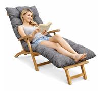 bananair - Cojín Tumbona Exterior para Silla de Jardín - Grueso, Súper Confortable y Acolchado - Fabricado en Francia - Colchoneta para Hamaca y Tumbona con Fijación Fácil (185x60x15 cm, Gris)
