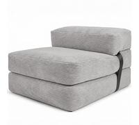 bananair - Sofá Cama 1 Plaza Convertible - Cama Individual Desfundable en Terciopelo Acanalado - Sillon Una Plaza, Futón Japonés Práctico y Confortable, Acolchado en Espuma (70 x 190 cm, Gris Claro)