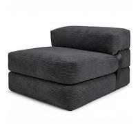 bananair - Sofá Cama 1 Plaza Convertible - Cama Individual Desfundable en Terciopelo Acanalado - Sillon Una Plaza, Futón Japonés Práctico y Confortable, Acolchado en Espuma (70 x 190 cm, Gris Oscuro)