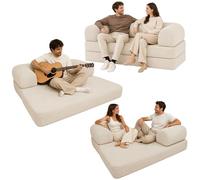bananair - Sofá Cama de 2 Plazas Fabricado en Francia - Sofá Modular de Espuma de Alta Densidad y Tejido de Pana - Diseño Innovador Boneless, Enviado Comprimido (Crudo)