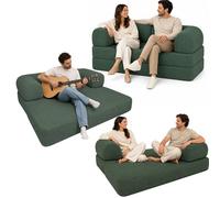bananair - Sofá Cama de 2 Plazas Fabricado en Francia - Sofá Modular de Espuma de Alta Densidad y Tejido de Pana - Diseño Innovador Boneless, Enviado Comprimido (Verde Bosque)
